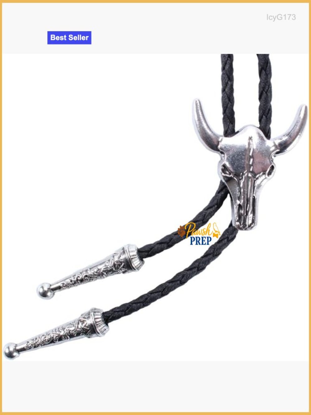 Western Cow Skull Bolo Tie - Leather Rope Necklace for Men